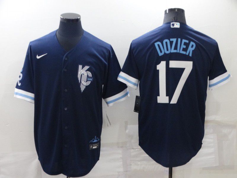 Men Kansas City Royals 17 Dozier Blue City Edition Game Nike 2022 MLB Jersey